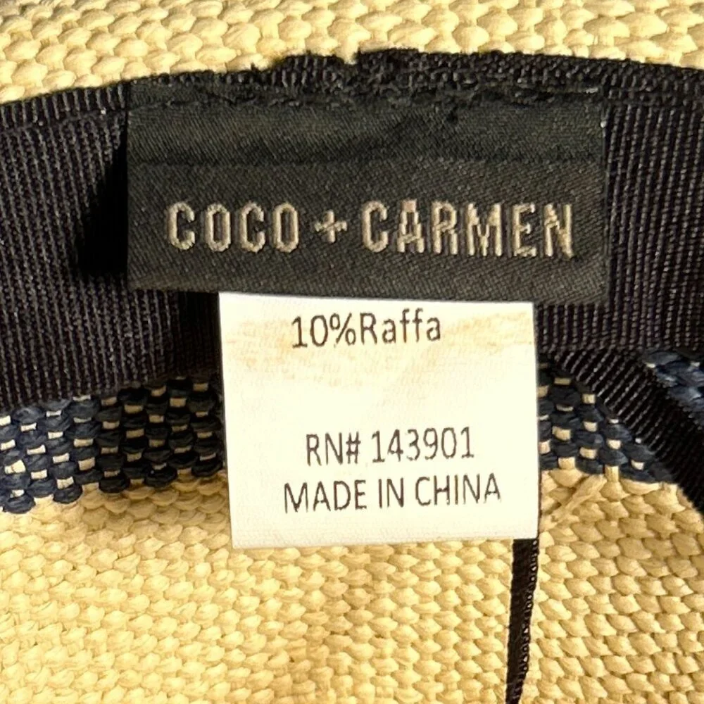 CoCo & Carmen NWOT OSFA Sunhat Navy Stripe Festival Beach Boho Resort Cottage - Picture 6 of 6